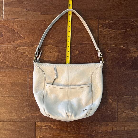 The Sak Iris Leather Shoulder Bag Purse Hobo Tote Handbag Ivory Classic Pockets - Picture 7 of 10